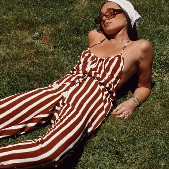 NWT WeWoreWhat Kaia Jumper in Burnt Henna Striped Size S - Picture 3 of 10